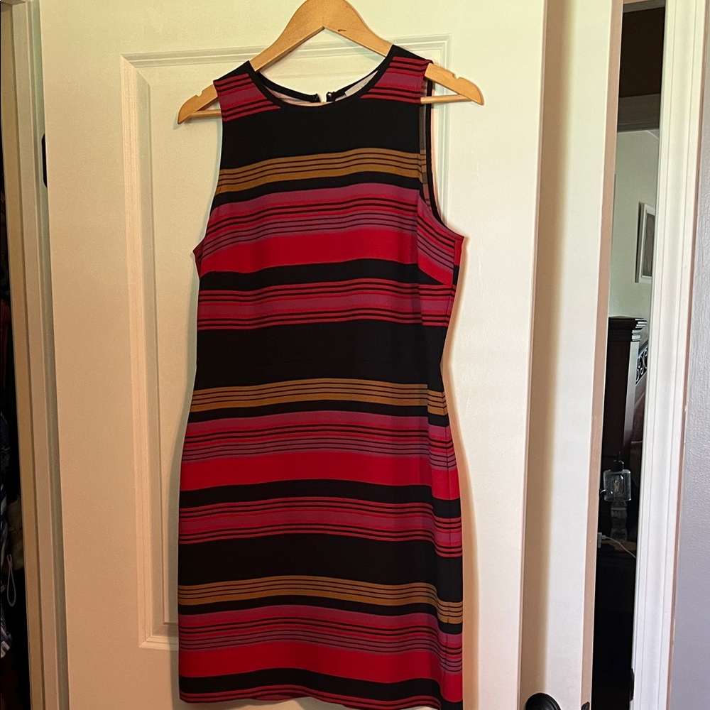 Loft Striped Sleeveless Dress - Red and Blue
